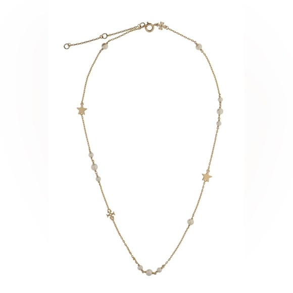 Tory Burch Jewelry - New Tory Burch Elegant Gold double t and star with pearl gold plated necklace